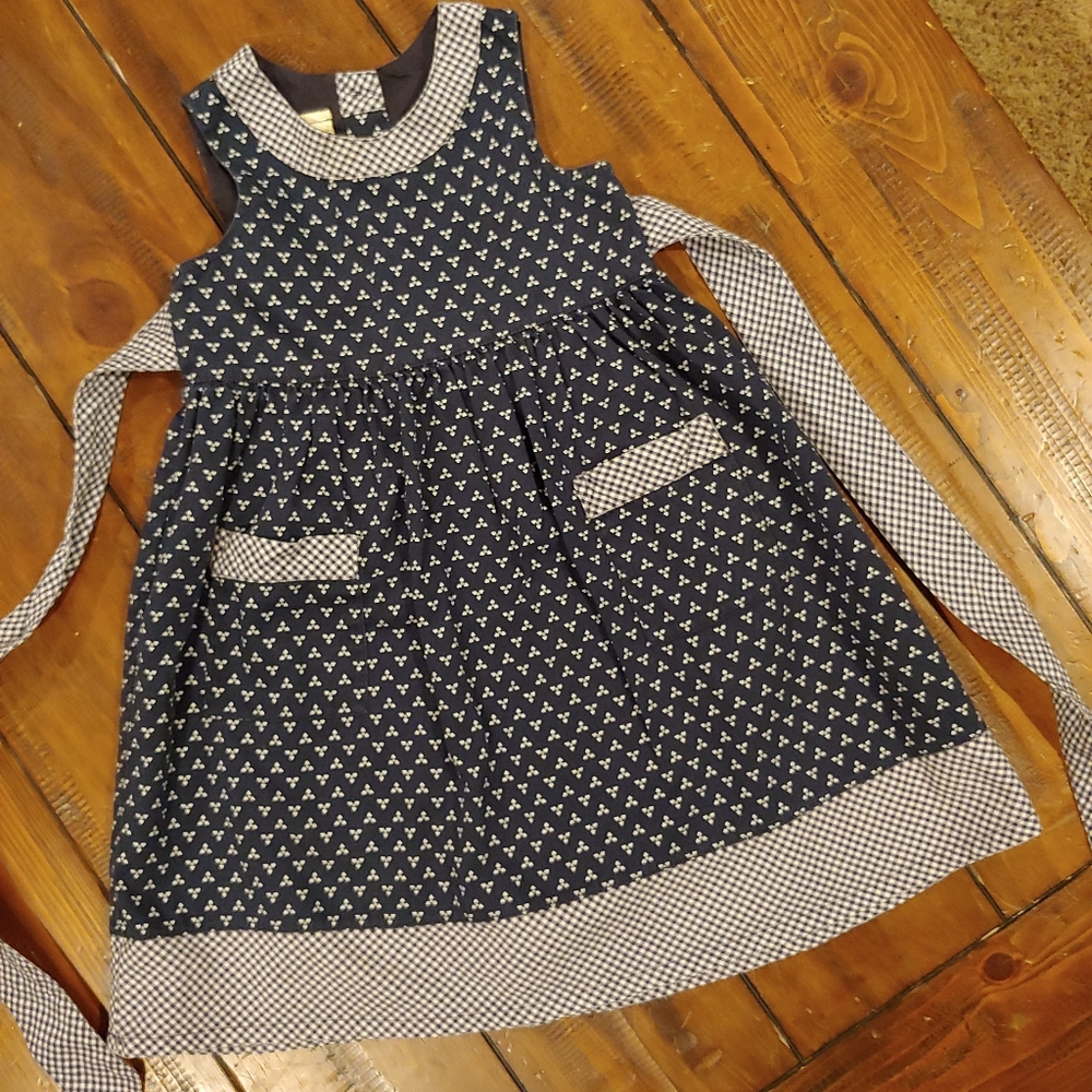 Laura Ashley Navy and White Patterned Girls Dress